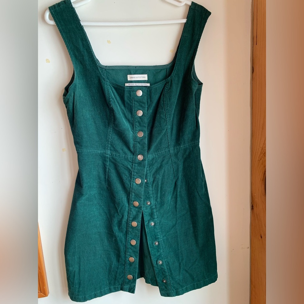 Urban Outfitters Dark Green Button Up Cord Dress Sz 6